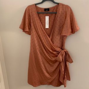 VICI Satin Polka Dot Wrap Dress